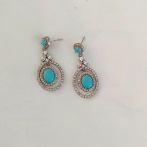 Antique faux turquoise chandelier style earrings
